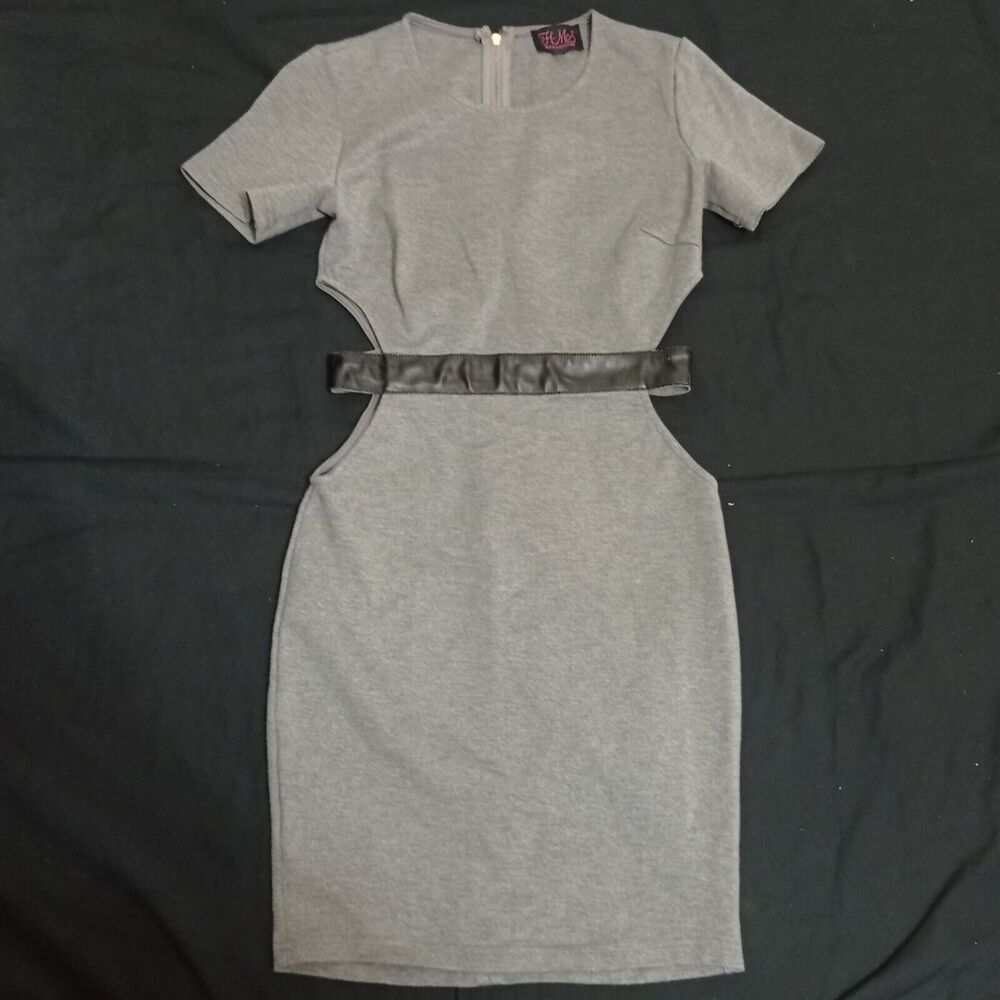Hms Hot Miami Style Gray Dress Cut Out Waist Size S